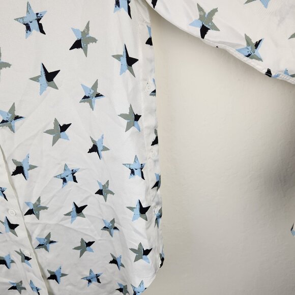 Equipment Femme 100% Silk Star Print Button Up Blouse sz S FLAWED - Picture 4 of 12